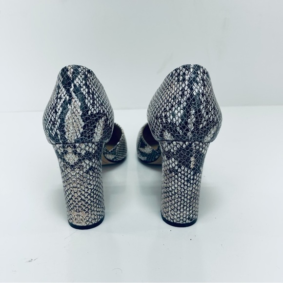 Able Snake Print Leather shoes  Pumps Block Heels Pointed Toe Neutral 10 M - Picture 8 of 10